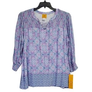 NWT Ruby Rd. Lavender Floral Blouse Size M